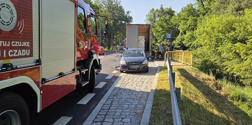 Były utrudnienia na DK 11. Pożar samochodu ciężarowego