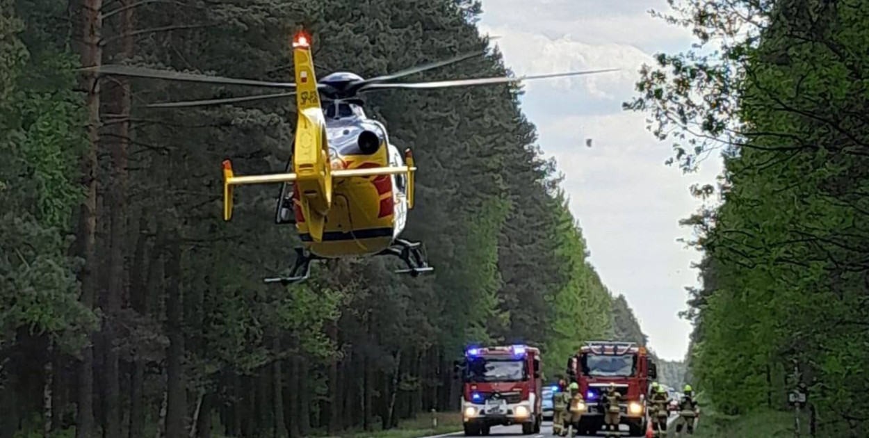 Wypadek na DK 11. Fot. OSP Koty