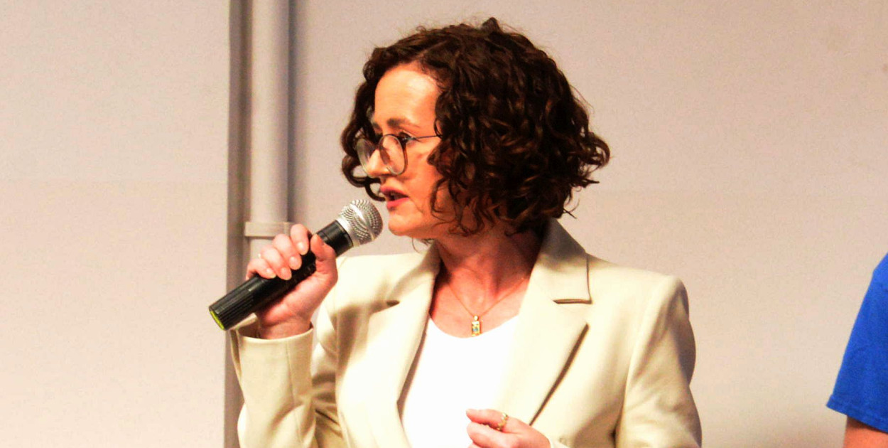 Elżbieta Pańta podczas debaty, która odbyła się w czasie tegorocznych targów edukacyjnych. Fot. Jarosław Myśliwski