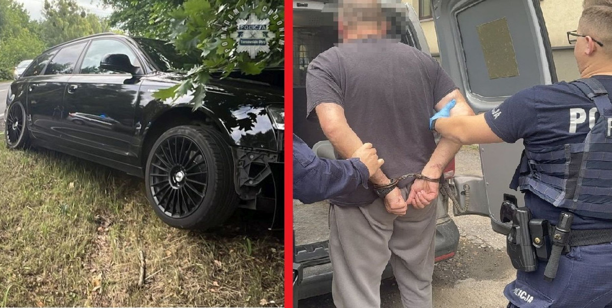 Pijany i z zakazem pędził DW 908 między Tarnowskimi Górami a Miasteczkiem i doprowadził do zderzenia. Fot. Policja Tarnowskie Góry