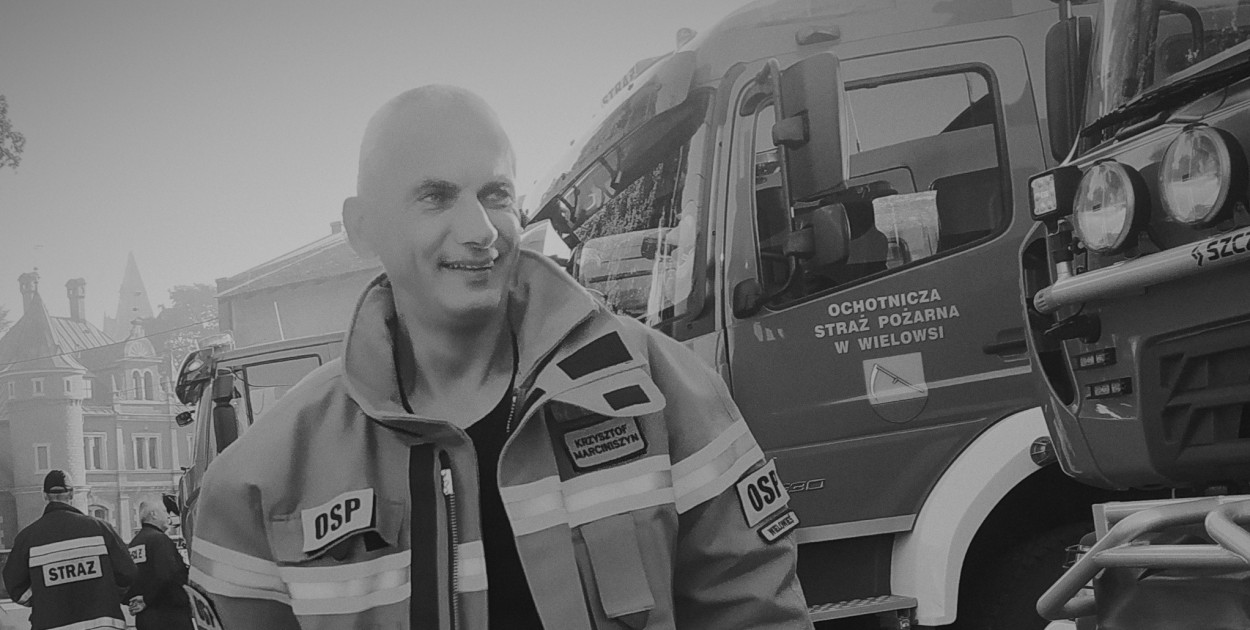 Ofiarą wypadku był dh Krzysztof Marciniszyn z OSP w Wielowsi. Fot. OSP w Wielowsi
