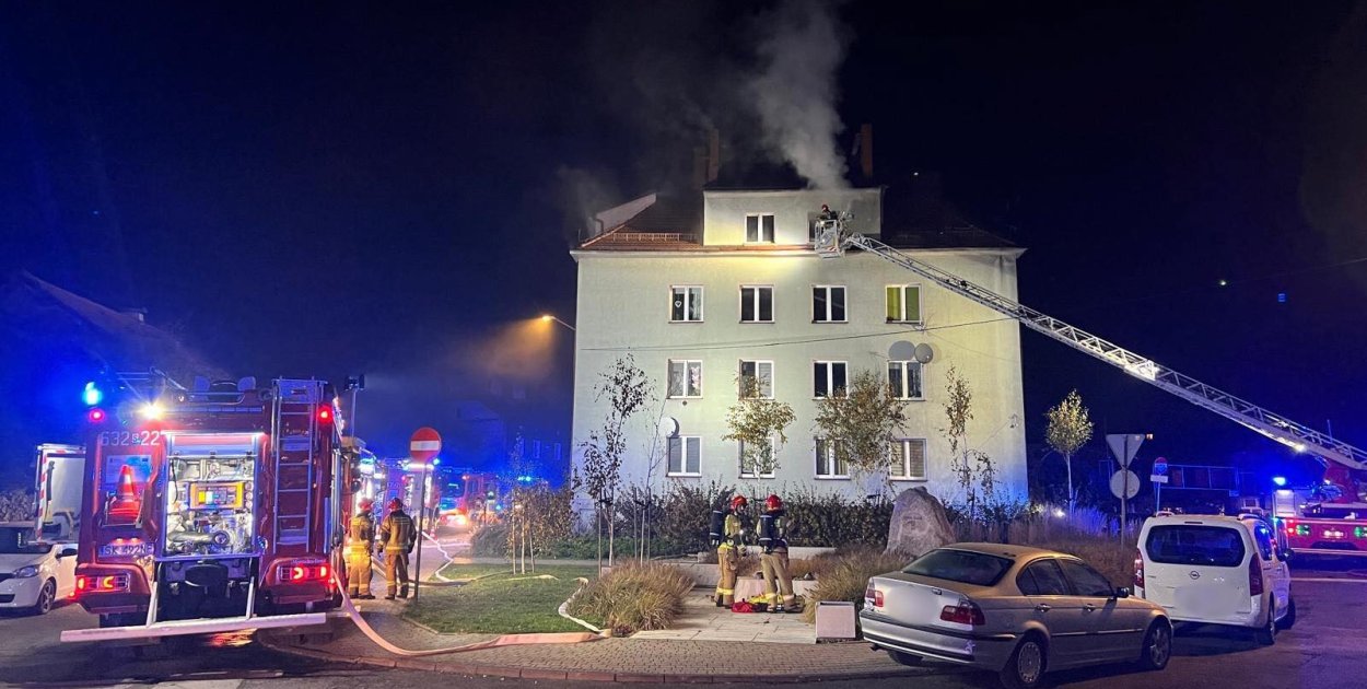 Pożar w centrum Tarnowskich Gór. Fot. Archiwum policji