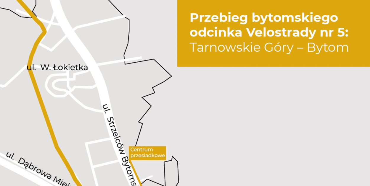 Droga rowerowa przy wąskotorówce będzie miała ciąg dalszy. Fot. Agnieszka Reczkin, mapa z archiwum UM Bytom