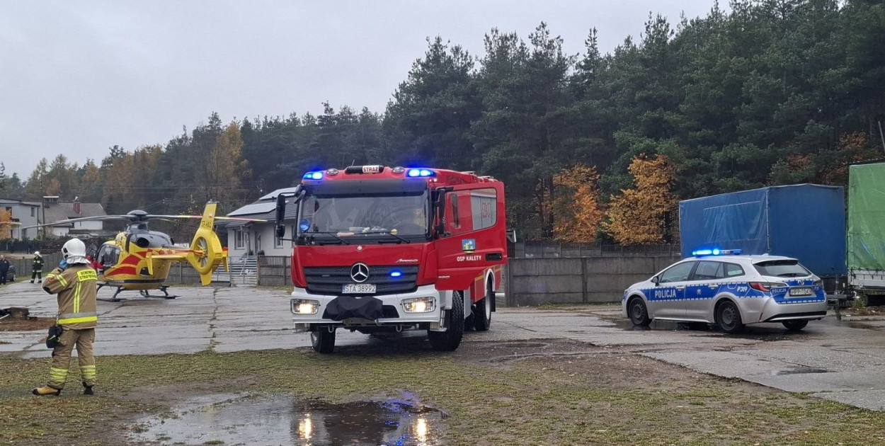 Upadek z wysokości w Kaletach. Fot. OSP Kalety