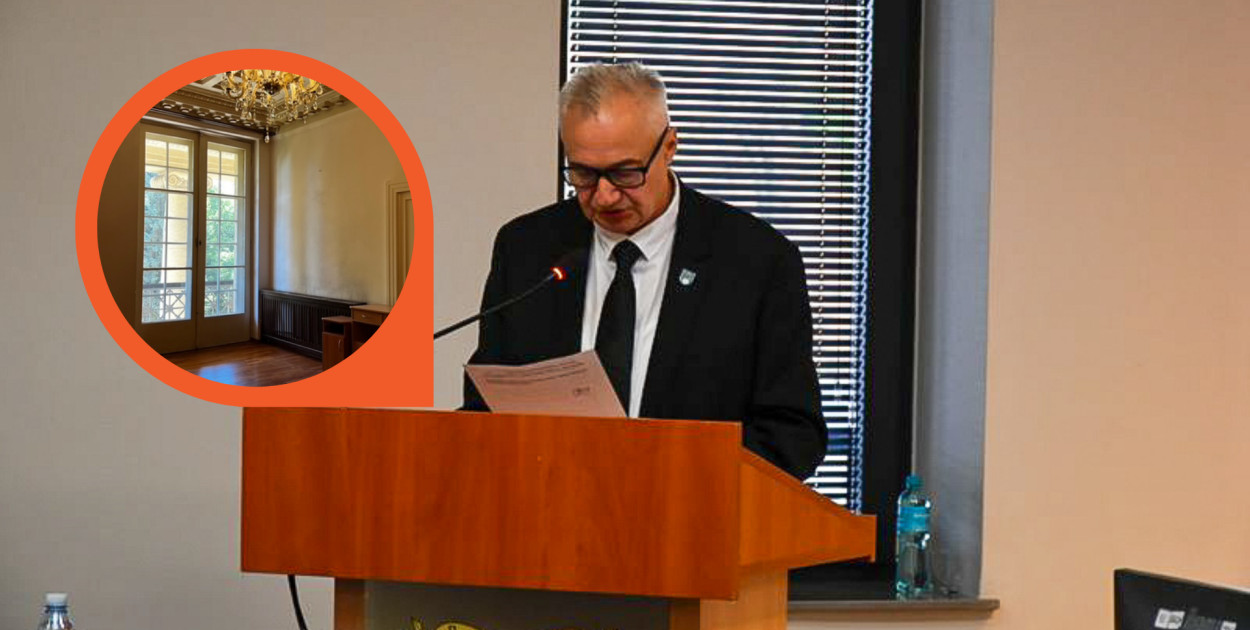 Starosta Adam Chmiel zapowiedział ogłoszenie drugiego przetargu na sprzedaż pałacu w Łubiu. Fot. starostwo tarnogórskie