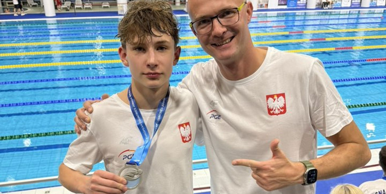 Kacper Grędziak, zawodnik MKS Park Wodny Tarnowskie Góry, zdobył 4 medale i pobił dwa rekordy Polski. Fot. MKS Park Wodny