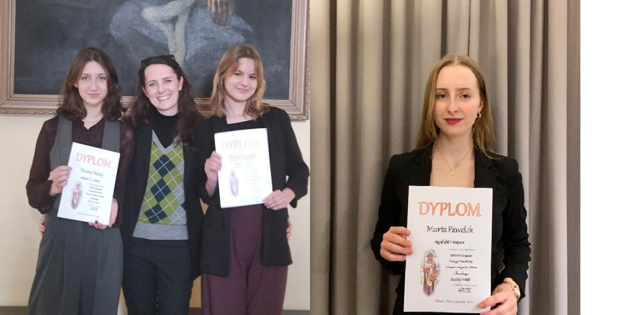 Trzy licealistki z Tarnowskich Gór zdobyły najwyższe noty w diecezjalnym etapie Olimpiady Teologii Katolickiej. Noemi Rataj, Marta Świtała i Marta Pawełek wezmą udział w ogólnopolskim finale. Fot. Archiwum szkoły
