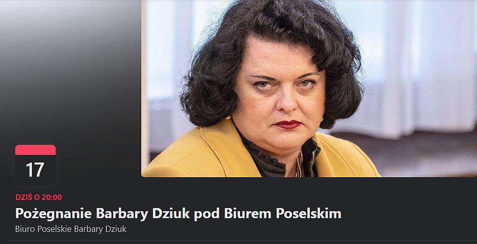 Fani Barbary Dziuk organizują happening Pożegnanie Barbary Dziuk pod Biurem Poselskim