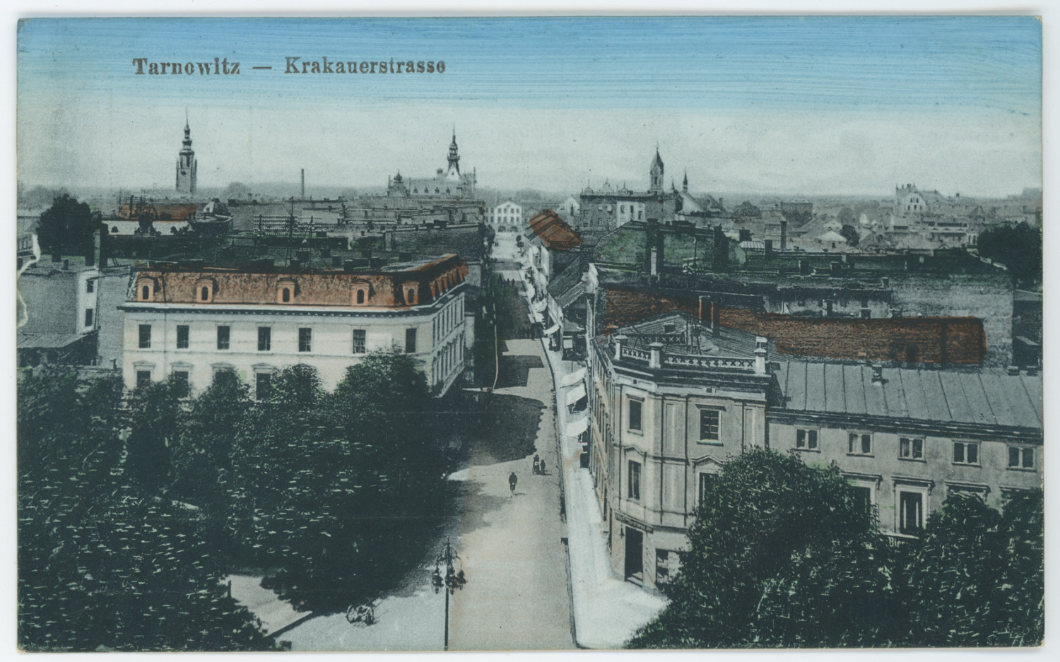 Pocztówka z panoramą Tarnowskich Gór wykonaną z gmachu Gimnazjum Realnego (obecnie II Liceum Ogólnokształcące im. Stanisława Staszica), Johann Nowak, Tarnowskie Góry, ok. 1920 r. Ze zbiorów Muzeum Pocztówka z panoramą Tarnowskich Gór wykonaną z gmachu Gimnazjum Realnego (obecnie II Liceum Ogólnokształcące im. Stanisława Staszica), Johann Nowak, Tarnowskie Góry, ok. 1920 r. Ze zbiorów Muzeum