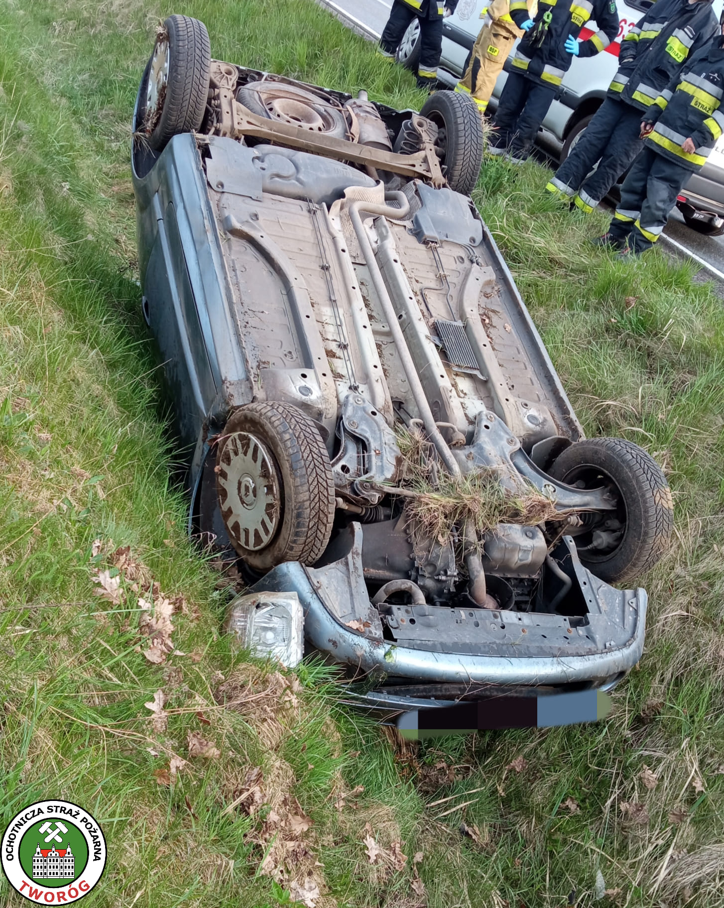 Tworóg. Wypadek w Hanusku. Fot. OSP Tworóg