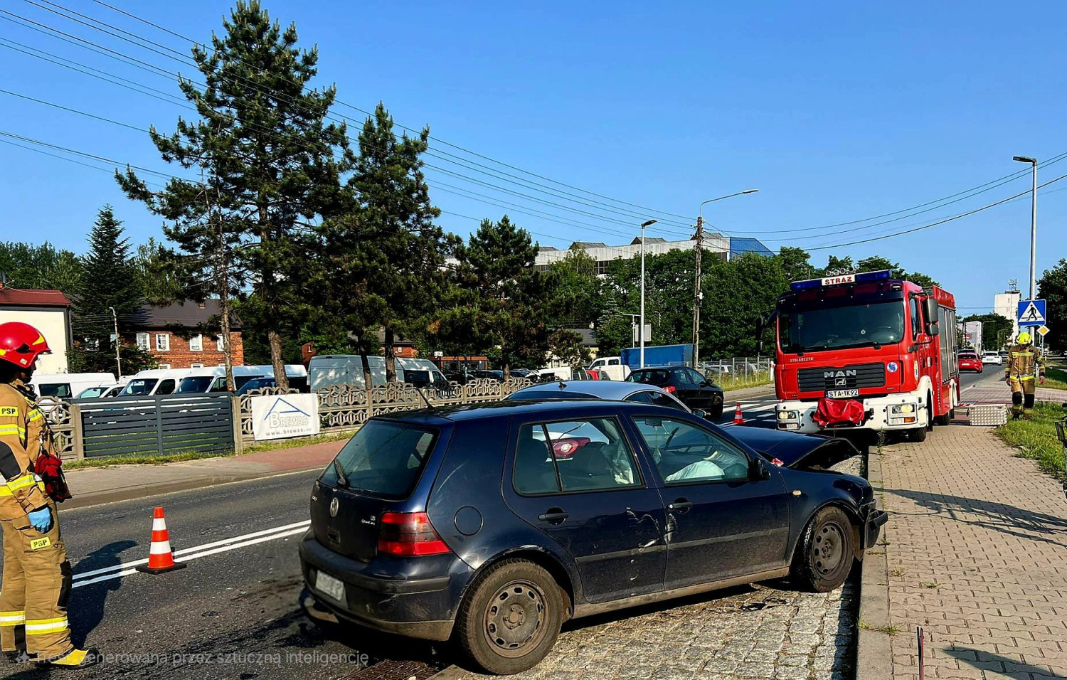 Karambol na ul. Zagórskiej. Fot. OSP Florian Strzybnica