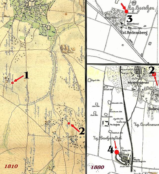 Wieże prochowe na mapach Tarnowskich Gór. Wieże prochowe na mapach Tarnowskich Gór.