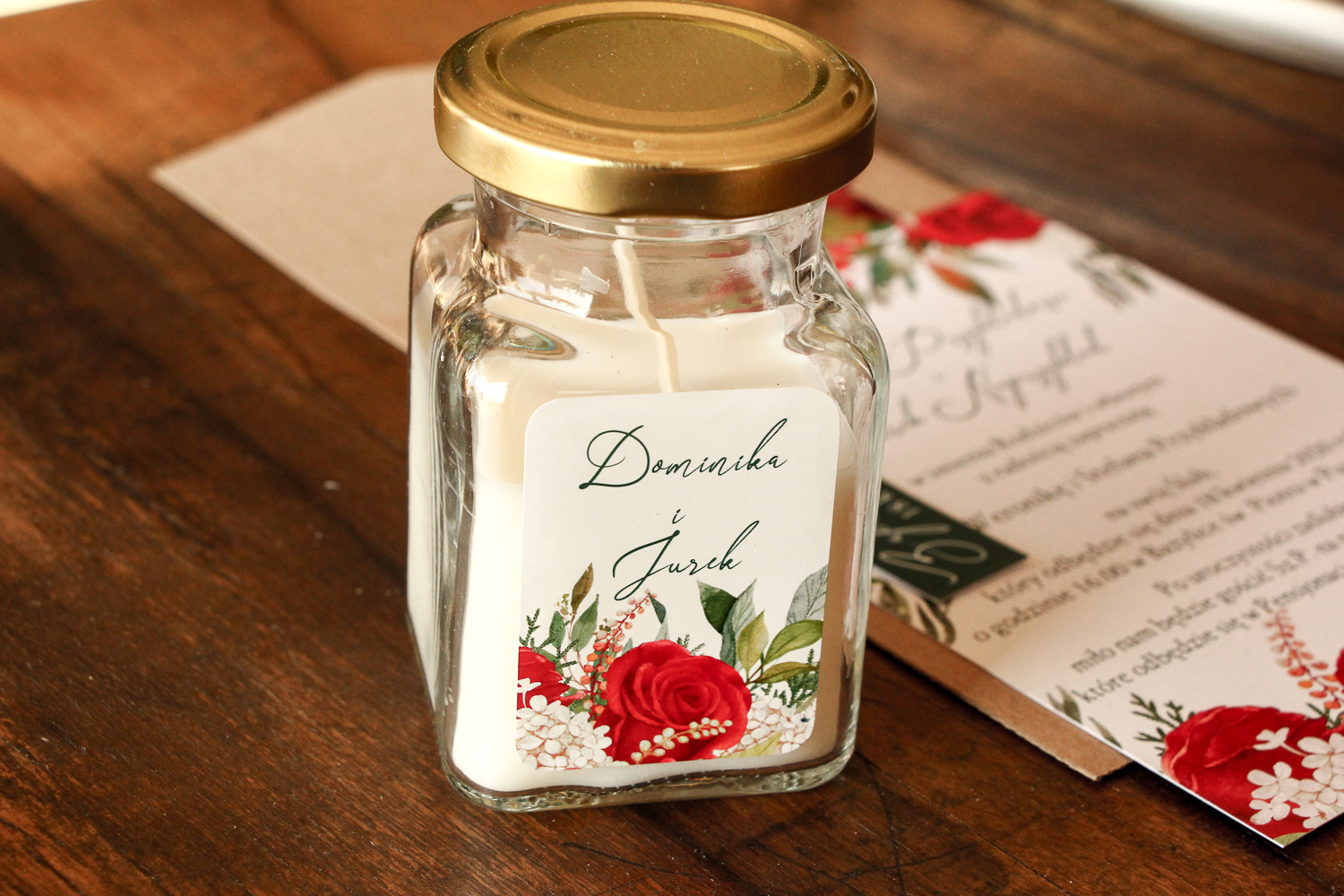 Świeczki jako podziękowania dla gości od Amelia-Wedding.pl